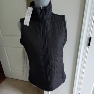 nwt womens sz s black quilted fleece vest